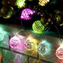 BBTO LED Disco Ball String Light Battery Powered Mirror Balls Ornaments for Outside Backyard Porch 70s 80s Disco Party Supplies(9.84 ft Long,Multi Color)
