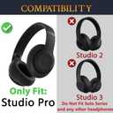 SOULWIT Cooling Gel Replacement Earpads for Beats Studio Pro Wireless Noise Cancelling Headphones, Ear Pads Cushions with Ice Silk Fabric, High-Density Foam - Black