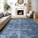 WITSHOCK 8x10 Area Rugs for Living Room: Machine Washable Non Slip Modern Abstract Carpet - Low Pile Print Rug for Bedroom Dining Room - Stain Resistant for Household - Pet Owners (Blue White)