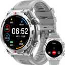 Military Smart Watch for Men (Answer/Make Call), 1.52" HD Smartwatch for Android Phones/iPhone, 100+ Sport Mode Fitness Tracker with Heart Rate, SpO2, Stress and Sleep Monitor, IP68 Waterproof (Silver)