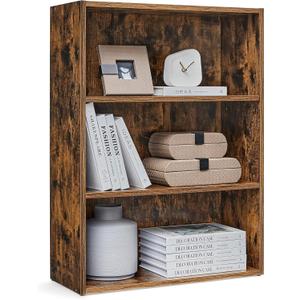 VASAGLE CUSTOS Collection - Bookshelf, 3-Tier Bookcase, Book Shelf, Open Storage Shelf, 9.4 x 23.6 x 32 Inches, for Living Room, Home Office, Dinning Room, Rustic Brown ULBC163X01