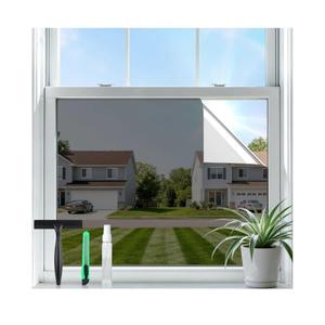 rabbitgoo Window Tint for Home with Tools, Black Silver, 29.5" x 78.7"One Way Privacy Window Film UV Blocking Heat Control Static Cling No Glue Daytime Privacy See Out Not in
