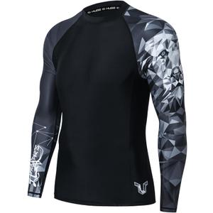 HUGE SPORTS Men's Swim Shirts Long Sleeve UPF 50+ Rash Guard Sun Shirts UV Sun Protection (Lion) S 
