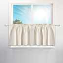 Waffle Weave Half Window Tier Curtains: RV Curtain with 24 Inch Short Length for Small Window in Kitchen & Bathroom, Waterproof and Washable - Cream, W36 inch x L24 inch for Each Panel, Set of 2