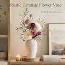 DomeStar Tall Ceramic Flower Vase, 11 Inch Wabi-Sabi Stone Texture, Beige