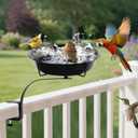 10.6-Inch Bowl Deck Mounted Bird Bath for Outside, Metal Birdbaths for Outdoors, Outdoor Bird Bath with Adjustable Clamp for Railing Balcony Fence, Bird Feeders for Outdoors Garden Decor (Small)