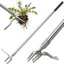 Manual Weed Puller Tool, 47" One-Piece No Assembly Stainless Steel Weeder with Long Handle, Stand Up Heavy Duty Hand Weeding Tool for Garden Lawn Patio Yard Dandelion Root Removal