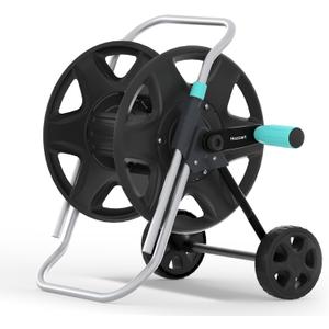 Garden Hose Reel Cart, Metal Heavy Duty Garden Hose Reel with Wheels,Portable Hose Carts Holds 50-120 feet,Hose Reel for Outdoor, Backyards, Gardens or Lawns (Black)