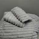 Smoofy Fluffy Full Size Comforter Sets 3 Pieces - Light Grey Fleece Fluffy Comforter Set, Luxury Fuzzy Full Bed Set, Soft Comforter Full Size All Season, Heavy Faux Fur Comforter with 2 Pillow Cases