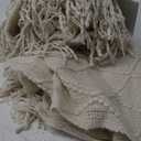 BOURINA Beige Throw Blanket 50x60 Inches Throw Textured Solid Soft Sofa Couch Decorative Knit Blanket