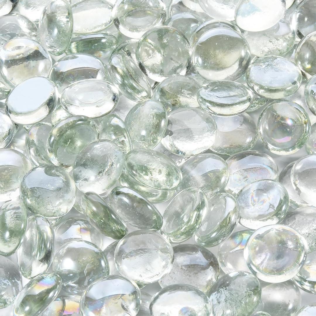20 Pounds Firepit Glass, 3/4 Inch Glass Beads, Rocks for Fire Pit Table, Fireplace and Fire Bowl, Crystal Luster Firepit Rocks (Ultra Clear)