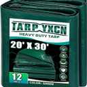 Green Heavy Duty Tarp 20x30 Feet, 12 Mil Thick Waterproof Poly Tarps Cover UV Resistant, Rip & Tear Proof with Metal Grommets Every 20 Inche