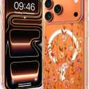 Magnetic for iPhone 17 Pro Max Case [Compatible with MagSafe] Cute Orange Floral Flower Pattern Design, Clear Slim Shockproof Protective Phone Cover for Women Girls