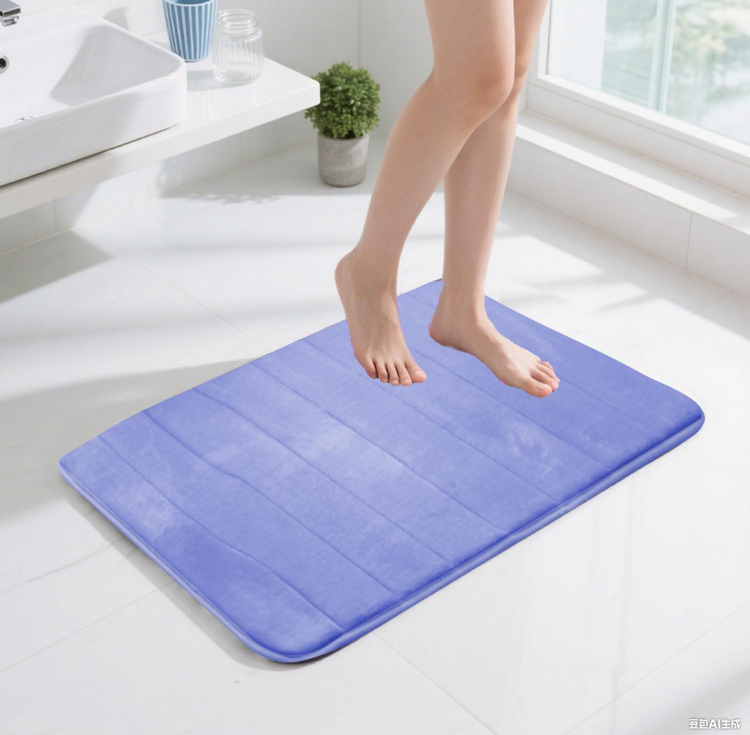 Memory Foam Bath Mat, 24" x 16", Ultra Soft and Non-Slip Bathroom Rugs, Water Absorbent and Machine Washable Bath Rug for Bathroom, Shower, and Tub Purple