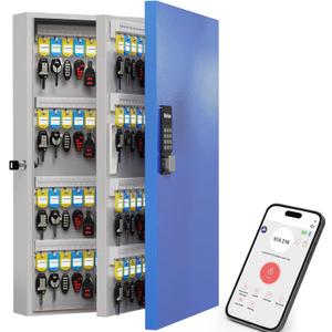 WeHere 192 Key Lock Box Wall Mount, APP Bluetooth/One Time Password/Wi-Fi Remote/Fixed Code/Key Unlock, Smart Key Cabinet, Key Organizer Box for Car Dealert, Hotel, Office, Real Estate Key Manage