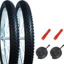 2Pack Mountain Bike Tire Replacement Kit, 20/24/26/29 Bike Tires + 2 Bike Tubes (with Puncture Sealant) + 2 Tire Levers, Folding Bike Tires with Tread Puncture Protection for On or Off-Road Use