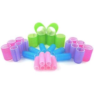 Hair Rollers Multicolor Self Grip Cling Nylon Plastic Sticky Curling Tools Pro Salon Hairdressing Curlers Or DIY Curly Hairstyle 30PCS 5 Sizes (20mm+25mm+30mm+40mm+48mm) X6PCS