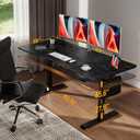 Veken 63 x 28 Inch Electric Standing Desk, Sit to Stand Up, Work Home Office Computer Table for Study, Walking Pad, Writing, and Games, Wooden Desktop Desks, Black