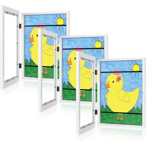 [3-Pack] Kids Art Frames, 8.5x11 Front Opening Kids Artwork Frames Changeable, White Artwork Display Storage Frame for Wall, Holds 50 Pcs, for 3D Picture, Crafts, Children Drawing, Hanging Art,