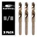 Narwhal 1/2 Inch Cobalt Drill Bits (3 Pack - Industrial Grade M35 Cobalt) 6" Length & 135 Degree Split Point for Drilling Into Metal, Hardened & Stainless Steel, Cast Iron, & More!