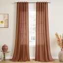 SPWIY Linen Terracotta Curtains 90 Inches Long for Living Room Sliding Door 2 Panels Set Natural Back Tab Pocket Light Filtering Semi Sheer Ivory Country Boho Curtains Farmhouse Home Bedroom 40x90