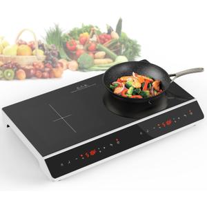 Double Induction Cooktop, 4000W 2 burner Induction cooktop with LED Touch Screen 10 Levels Settings with Child Safety Lock & Timer 110V Electric burner with hot plate