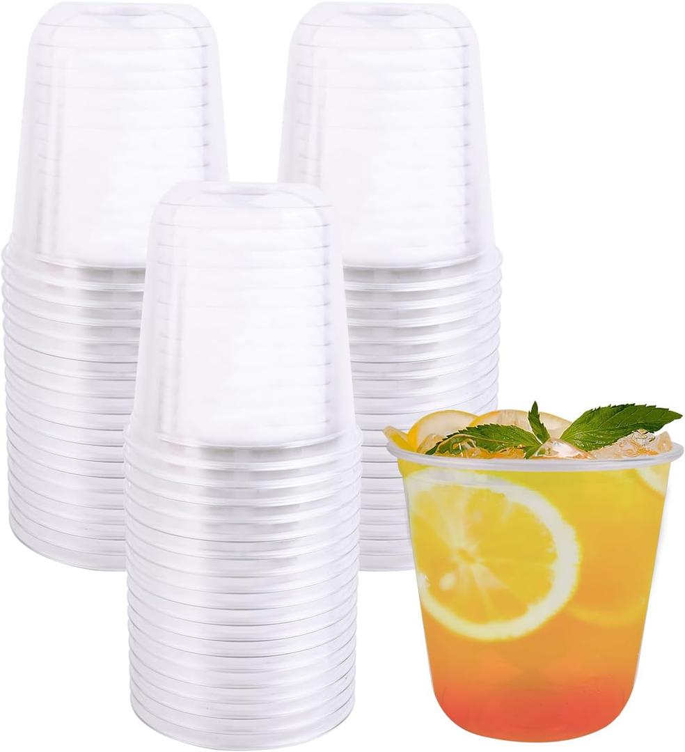 100 Pcs Disposable Stemless Glasses Plastic Cups Disposable Cold Party Drinking Cups Wine Glasses for Meeting Weddings Birthdays Cocktail Christmas Party Supplies (Clear,12 oz)