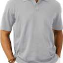 Mens Knit Polo Shirts Short Sleeve Casual Classic Collared Stretchy T-Shirts (Medium)