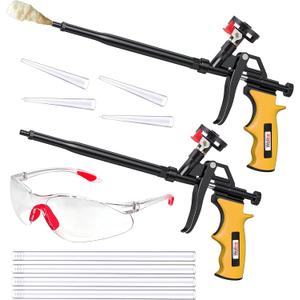 Spray Foam Gun Insulation (2 x Foam Gun / 4 Nozzle) Foam Spray Gun, Teflon-Coated Professional Expanding Foam Gun, Foam Dispensing Gun, for Caulking, Insulating Foam Applicator Yellow - 2 Pack Spray Foam Gun Insulation (2 x Foam Gun / 4 Nozzle) Foam Spray Gun, Teflon-Coated Professional Expanding Foam Gun, Foam Dispensing Gun, for Caulking, Insulating Foam Applicator Yellow - 2 Pack