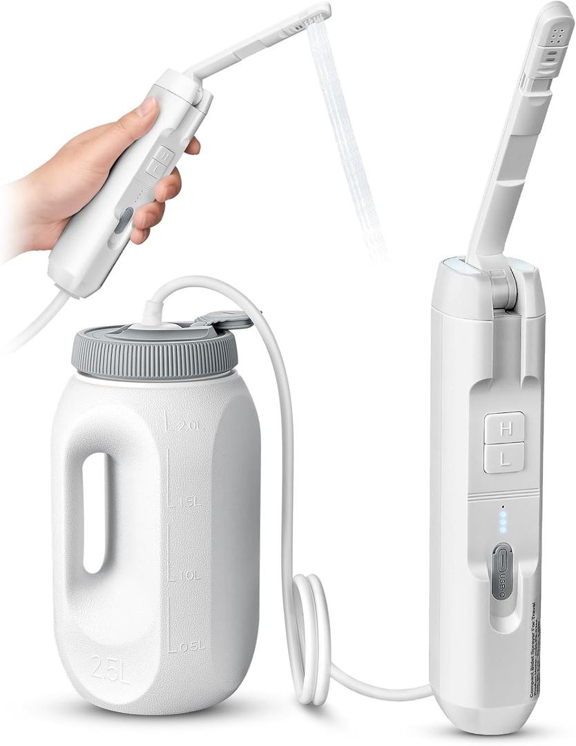 Portable Bidet for Home & Hotel use, Travel Bidet with Adjustable High Pressure & Flush Angle, IPX7 Waterproof, 1600mAh Electric Bidet for Women & Men with 2.5L Reservoir