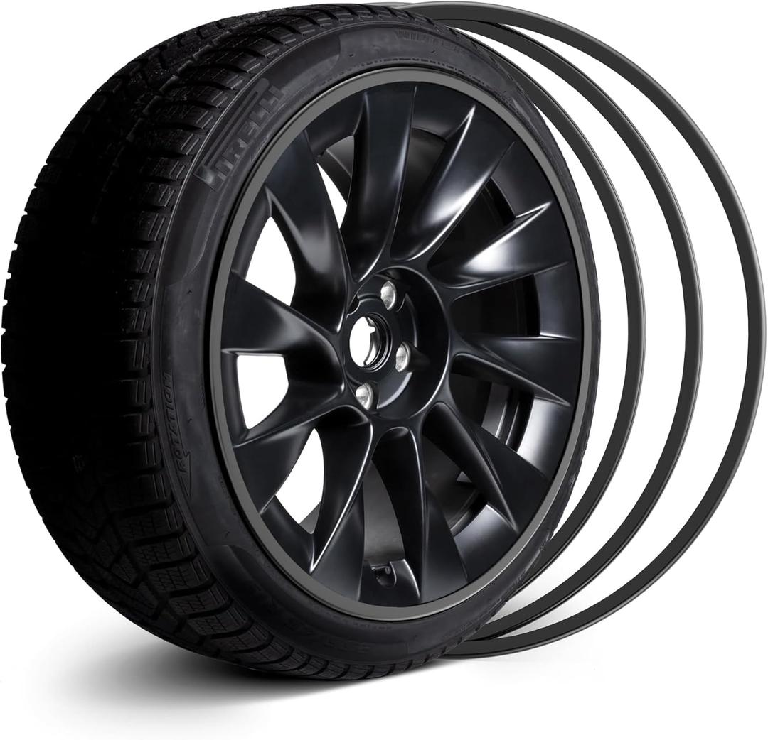 Automotive Alloy Wheel Rim Protector - Covering The Entire Rim of The Wheel hub - Strips for Curb Rash Prevention - Set of 4 Rim Protector Easy to Install(20'', Black)