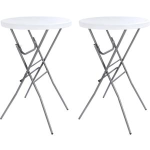 Cocktail Table 28in Folding Round High Top Indoor Outdoor with Removable Legs, Tall Bistro Foldable Bar Height Table for Parties, Patio, Backyard, Dining, Wedding, White- 2PCS