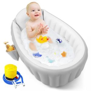 PandaEar Inflatable Baby Bathtub Toddler Tub for Shower, Collapsible Portable Bathtub for Kids, Baby Bath Tub 6-12 Months, Travel Baby Bathtub, Blow Up Tub for Baby with Air Pump