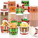WorldBazaar Christmas Snack Cups for Kids Paper Bowls Ice Cream 48 Sets Disposable Christmas Party Supplies Treat Food Container Holiday Decorations Santa Belt