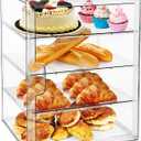 MEI NIAN Pastry Display Case,Bread Box for Kitchen Countertop,4-Layer Adjustable BreadBox, Large Capacity Bread Box for Home-baked Breads,Muffins,Bagel Storage Container, Bread Holder (transparent)