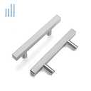 homdiy 9 Pack Brushed Nickel Cabinet Pulls Kitchen Cabinet Handles, 3inch Hole Centers Square Cabinet Handles Brushed Nickel Handles for Cabinets and Drawers Silver Cabinet Door Handles