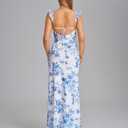 VKIHOC Summer Floral Wedding Guest Maxi Dress Ruffle Sleeve Split Lace Up Formal Long Dresses for Women 2026 (S)