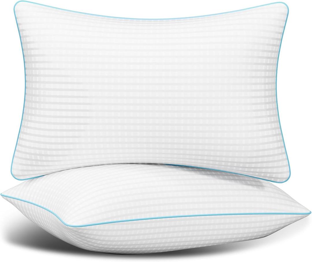 King Size Pillows Set of 2, Soft Fluffy and Supportive Hotel Collection Pillows 2 Pack for Side and Back Sleeper, Filled with Down Alternative Microfiber (White)