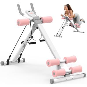 DERACY Ab Workout Machine Adjustable Ab Trainer Abdominal Trainer for Home Gym Foldable Ab Crunch Machine for Core 440 LBS (White)
