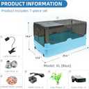 25.6x12.8x14.6 Turtle Tank Kit with Heat Lamp Filter and Wheels Aquatic Turtle Habitat and Aquarium for Small Turtles Hermit Crabs and Frogs Featuring Escape Proof Design and Easy Move Mobility Blue