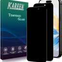 KAREEN 2-Pack Privacy Screen Protector For iPhone 15, iPhone 15 Pro 6.1-Inch Anti Spy Private Tempered Glass Film, 9H Hardness, Easy to Install, Bubble Free, Case Friendly (Black)