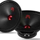 MX80P1 Loudspeaker 8 Inch Midrange 480 Watts 4 Ohms Red Dust Cap, Premium Quality Audio Door Speakers for Car or Truck Stereo Sound System, Black (2 Speakers)