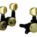 Guyker Guitar Locking Tuners (6 for Left) - 1:18 Lock String Tuning Key Pegs Machine Head Replacement for ST TL SG LP Style Electric, Folk or Acoustic Guitars - Gold+Black