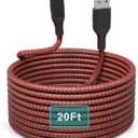 Long iPhone Charger Cord 20FT/6M [Apple MFi Certified]Lightning Cable Extra Long iPhone Charging Cord Nylon Braided Apple Charger Cable 2.4A for iPhone 13 12 11 Pro X XS Max XR/8 Plus/7 Plus/6/6s Plus (20FT USB to Lightning Cable (Red and Black))
