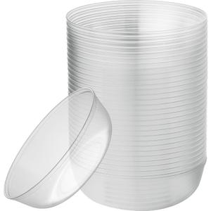 [30 Pack 16 OZ Bowls] Edge Collection Clear Plastic Party Bowls Premium heavyweight Elegant Disposable Tableware Dishes