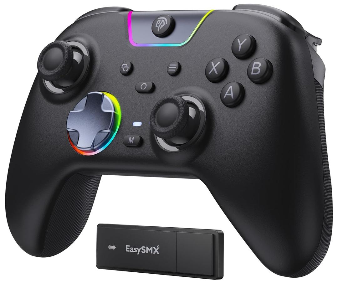 EasySMX X05Pro Wireless PC Controller – QuietPress Buttons, 2Stage Impulse Triggers, 2 Programmable Buttons, Hall Joysticks, 1000mAh Battery, 1000Hz Polling Gaming Controller for PC/Switch/Android/iOS