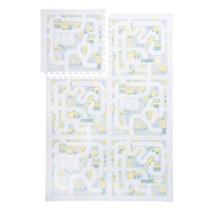 PopsyKosy Premium Baby Floor Play Mat - Thick & Cushioned 0.5 inch Playroom Foam Mat, Non-Toxic Odorless - 6 Tiles - Spacious 6x4 ft. - Stylish, Large, Waterproof for Kids & Toddlers -Pastel Blue Gray