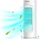 VIVOSUN 13'' Tower Fan, Bladeless Desk Fan with 3 Speeds and 70° Oscillation, Portable and Compact, Quiet Cooling Fan for Home and Office, White, 4.45 X 4.45 X 13.19 Inches
