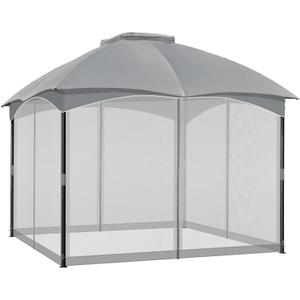 COWVIE Gazebo Replacement Netting Screen, 10' x 10' Universal Gazebo 4-Panel Mosquito Sidewalls with Double Zippers for Outdoor Patio (Only Netting) (Light Gray)