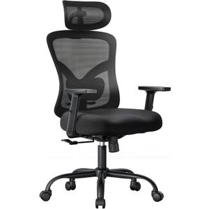 NOBLEWELL Ergonomic Office Chair with Padded Lumbar Support, 2D Headrest, Adjustable Armrests, Upgraded Contoured Seat Cushion, 130 Rocking Tilt, Computer Gaming Chair for Home Office